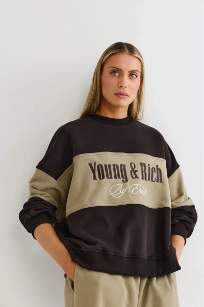 Свитшот в контрастных цветах Erist store, цвет: коричневый, НФ-00003174 купить онлайн