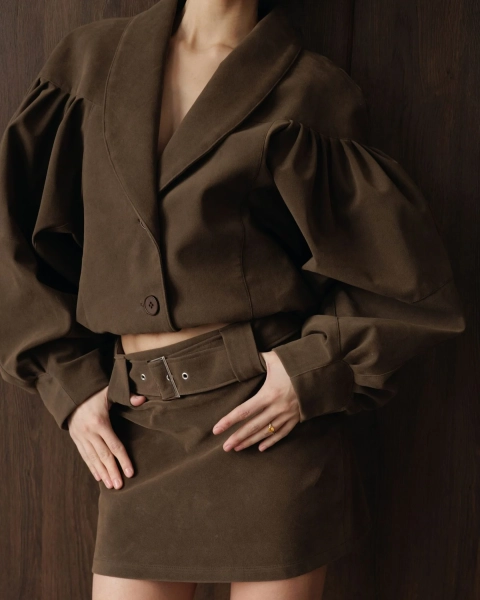 Замшевая юбка YONSRU, цвет: коричневый,  купить онлайн