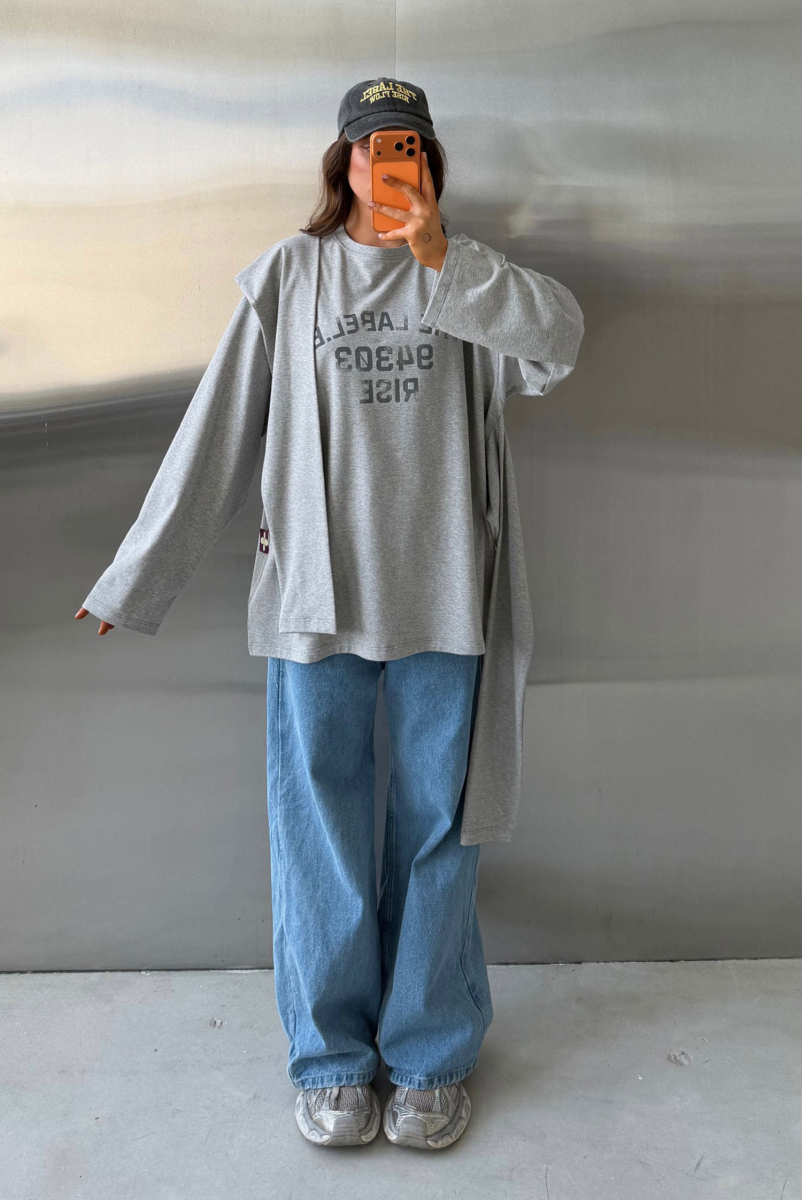 Лонгслив Крест-накрест Label .B, цвет: серый,  купить онлайн