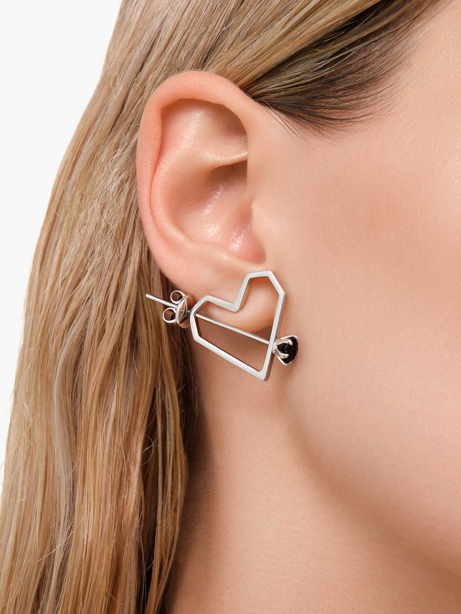 Моносерьга-пусета RUSHEV, цвет: Серебряный, RSHV_VLV_HRTB купить онлайн