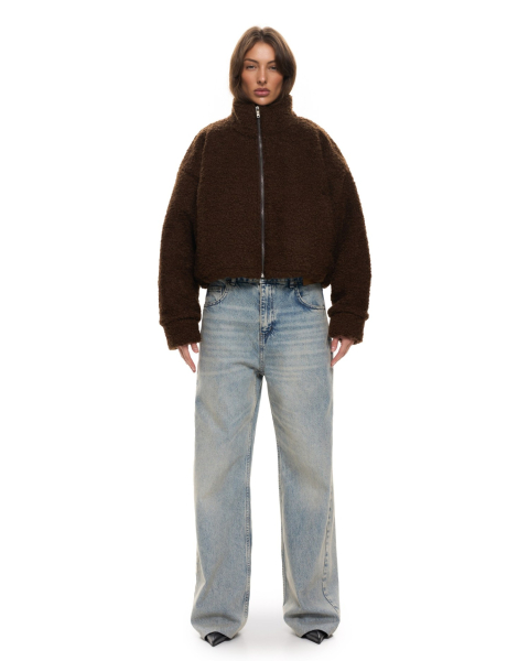 Бомбер из фактурной ткани Suborbia, цвет: коричневый, 005923 купить онлайн