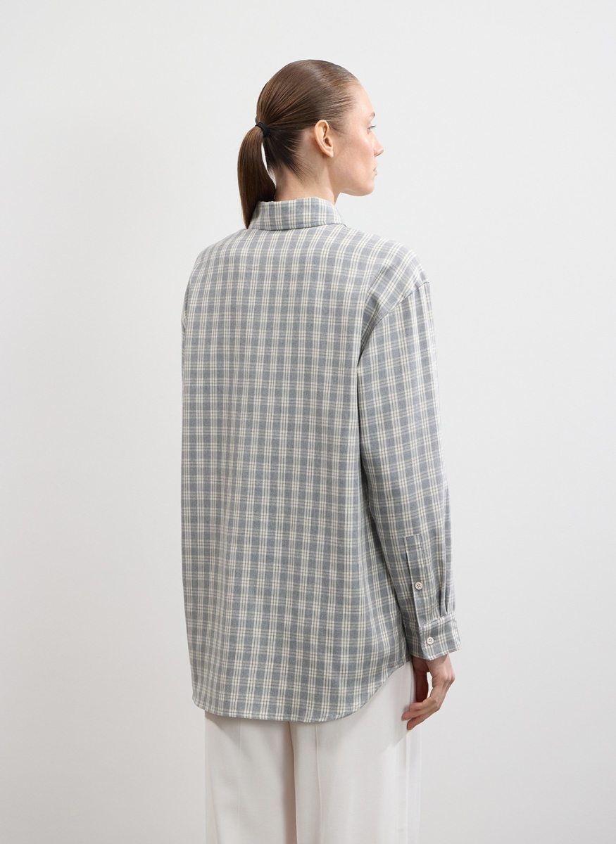 Рубашка в клетку из испанского хлопка ALL WE NEED, цвет: серый,  купить онлайн
