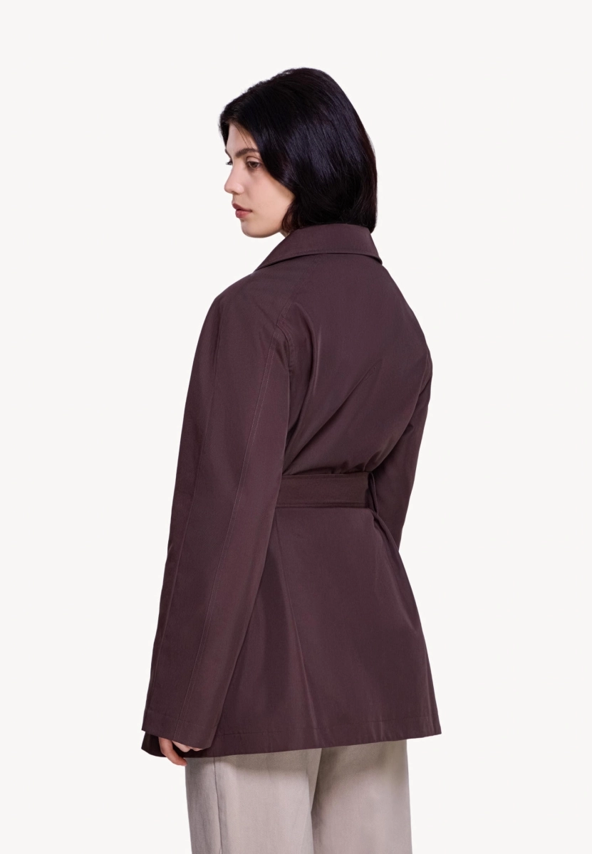 Женский укороченный тренч MUTED, цвет: темно-коричневый, 905329.WOWR0027_Dark-brown купить онлайн