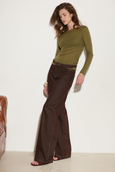 Джинсы из сырого денима Ricoco, цвет: горький шоколад, 5077/5 купить онлайн