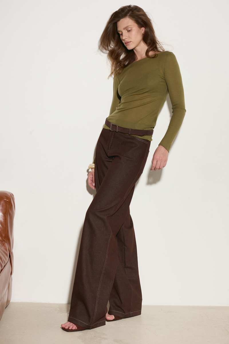 Джинсы из сырого денима Ricoco, цвет: горький шоколад, 5077/5 купить онлайн