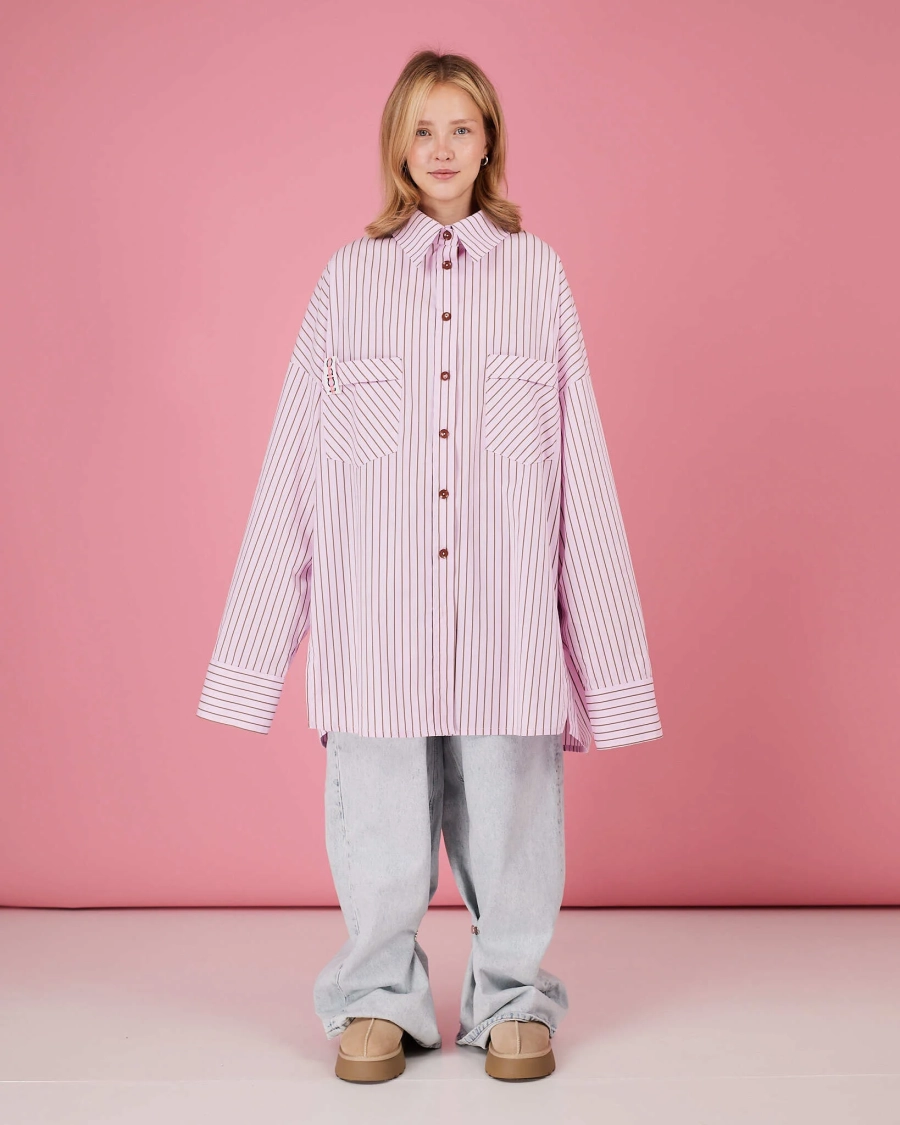 Рубашка макси оверсайз #19 TABOO, цвет: розовый, Rub19 купить онлайн