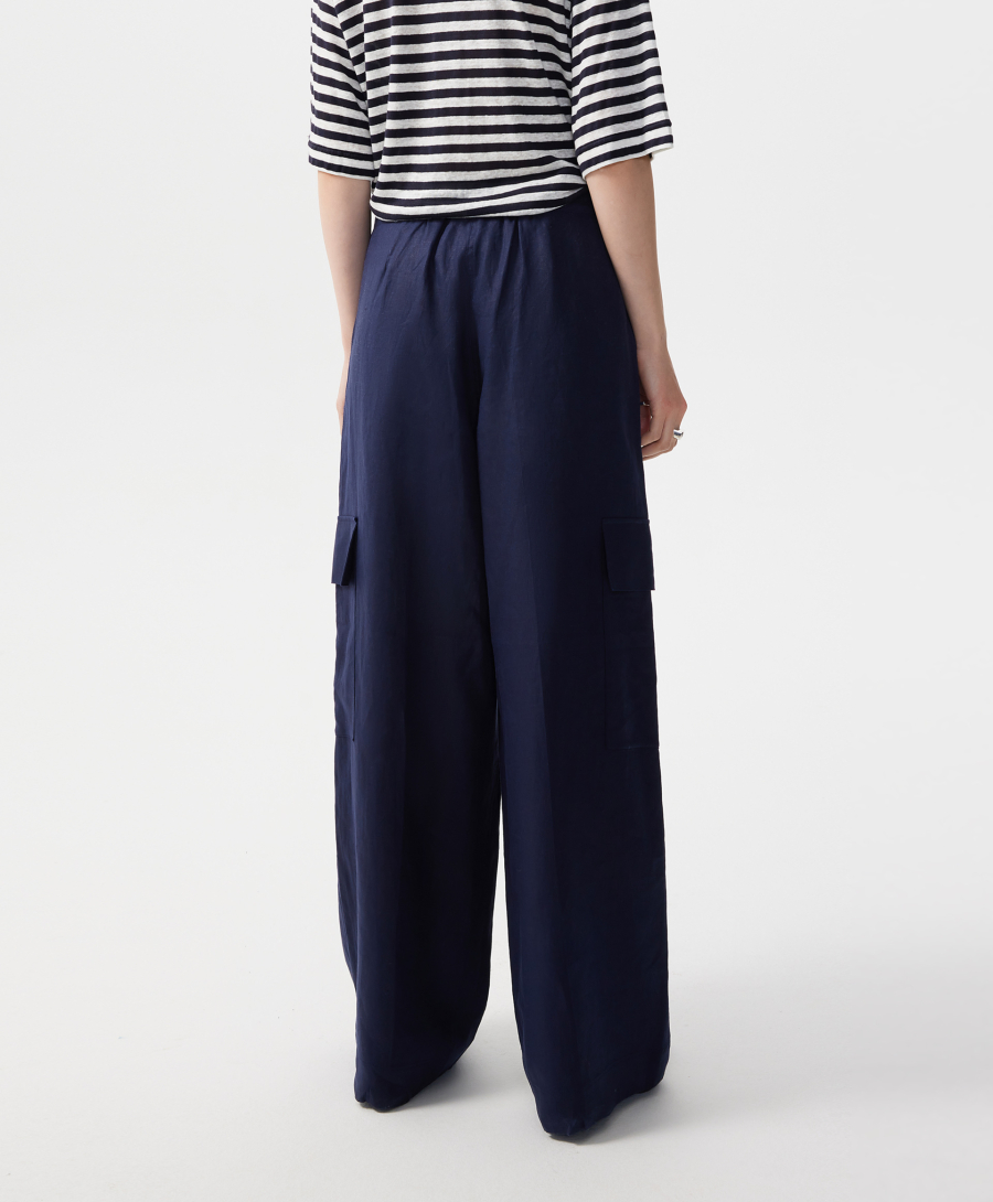 Брюки-трубы льняные средней посадки GLVR, цвет: Черный, 126G23GAC6315 купить онлайн