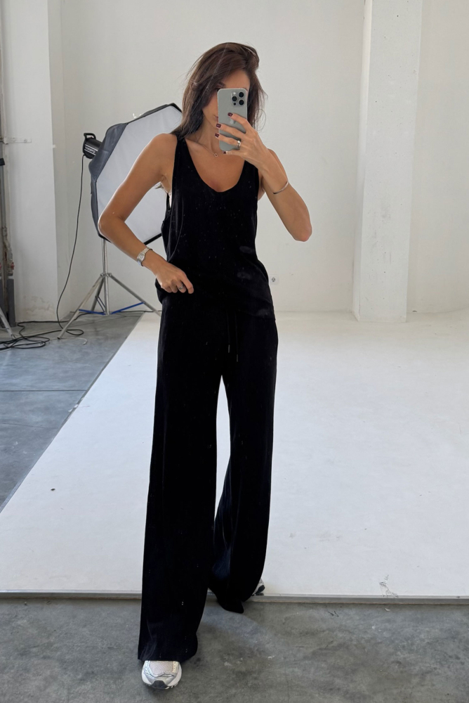 Брюки широкие из модала BLACK