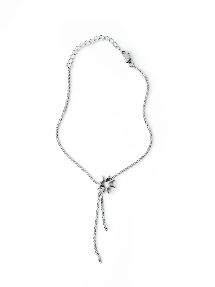 Серебряный браслет на цепочке на ногу «Солнце»