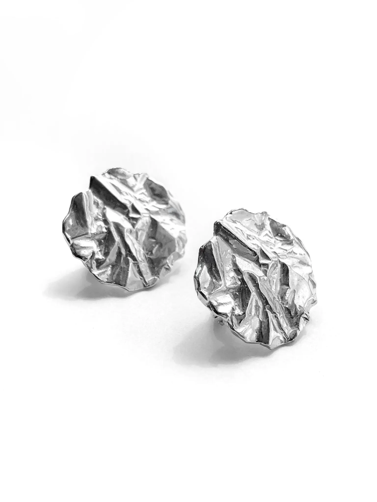 Серебряные серьги-круги «Текстура любви»