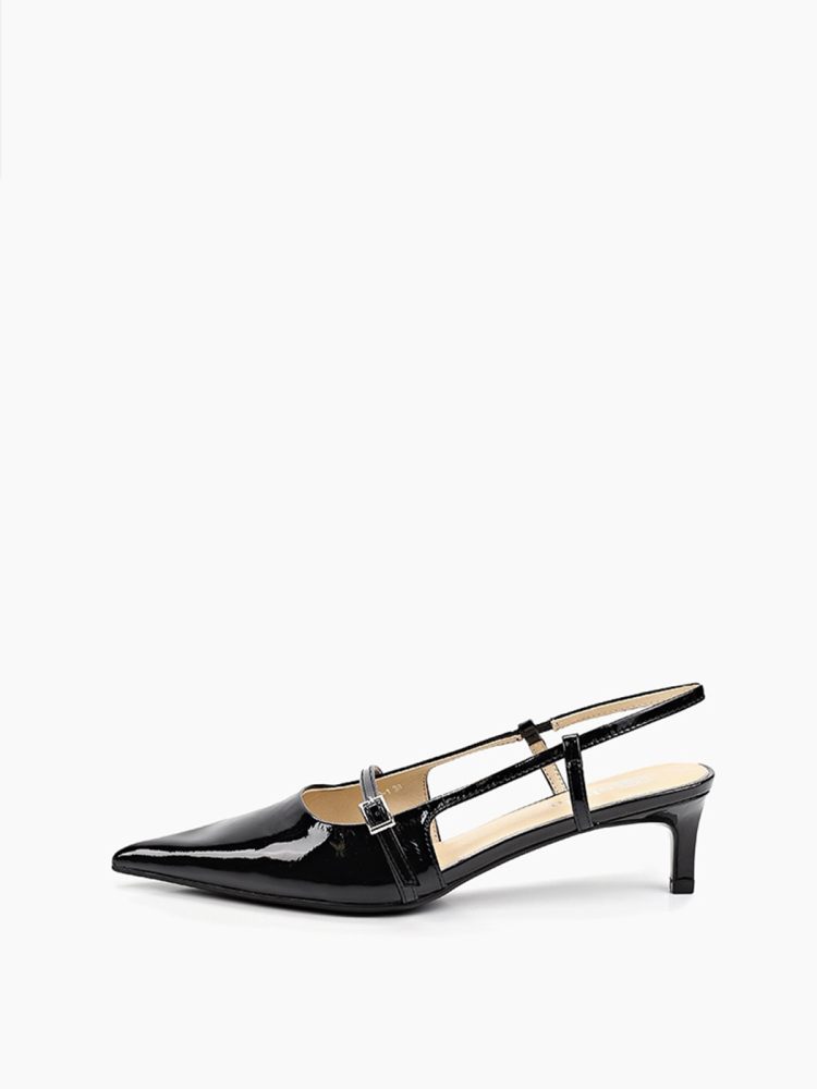 Туфли слингбэки из натуральной кожи на маленьком каблуке