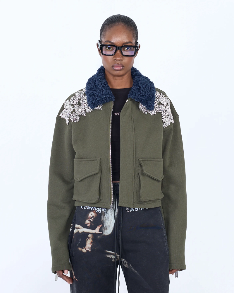 Жакет STONES CROPPED PARIS OLIVE