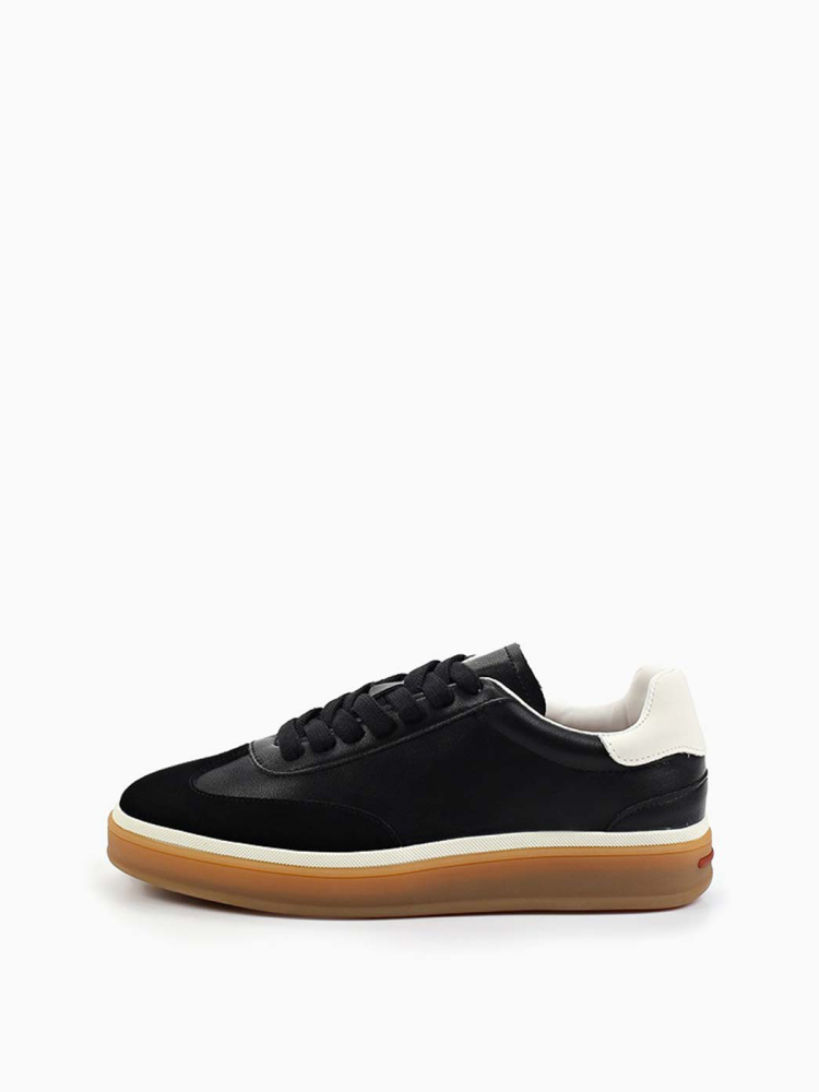 Кеды с вставкой из натуральной кожи