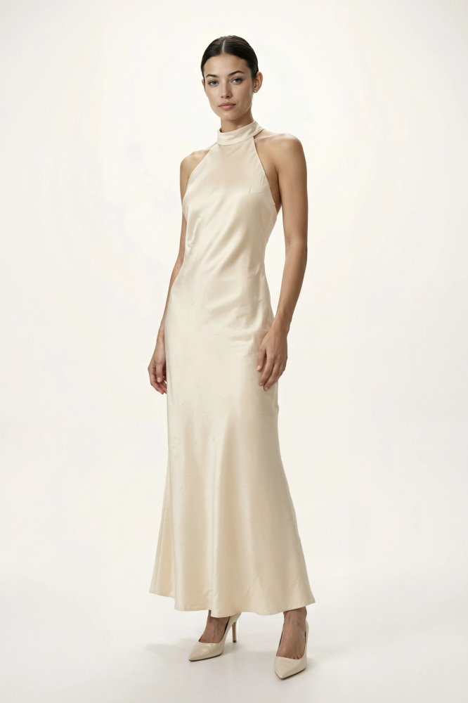 Платье макси из жатого сатина