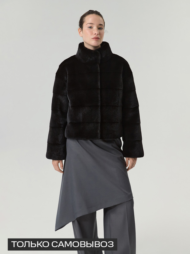 Экошуба с воротником стойка