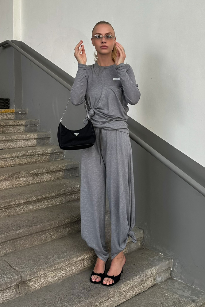 Брюки широкие из модала GREY