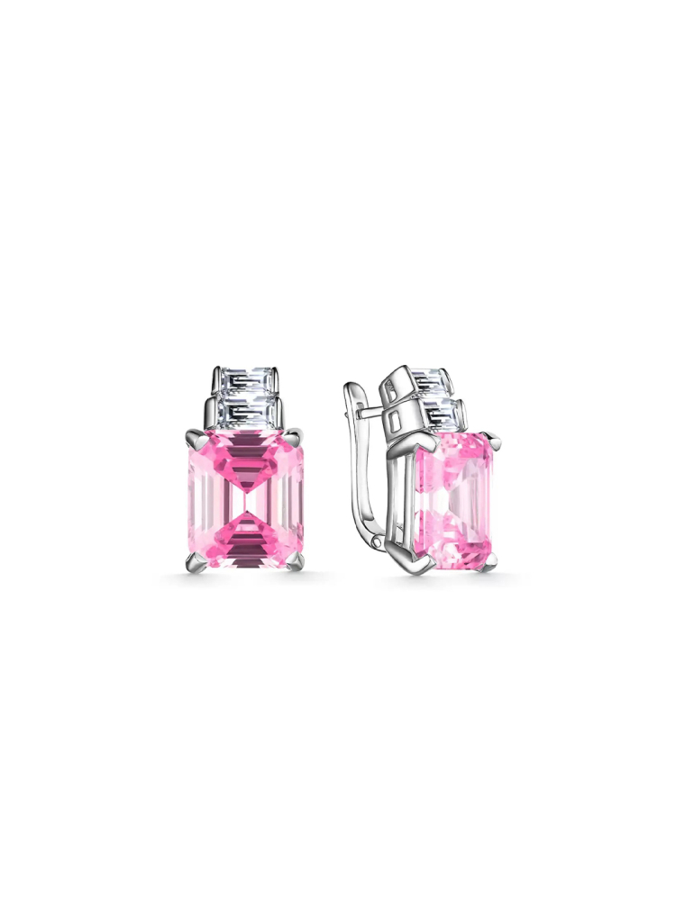 Серьги Tosya Premium с розовыми фианитами Diamond