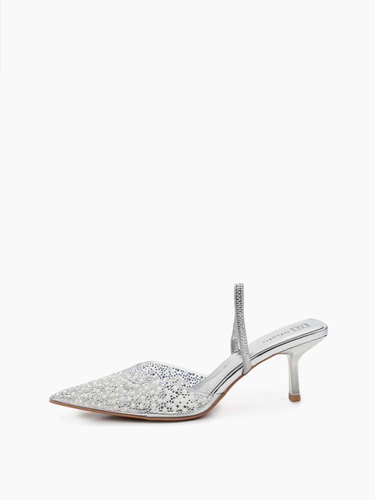 Босоножки на небольшом каблуке силиконовые в стразах