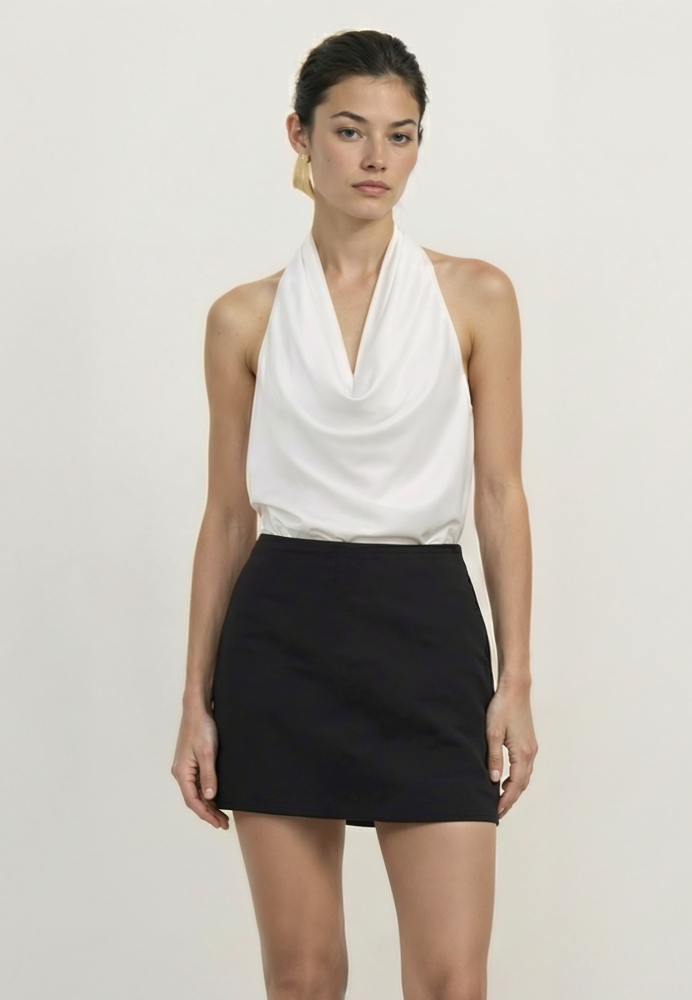 Топ из сатина с драпированным лифом