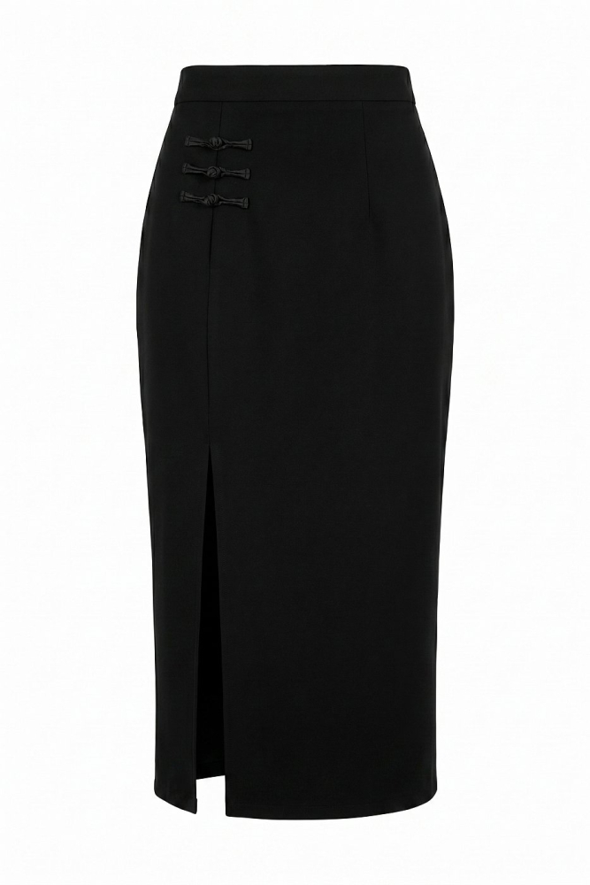 Юбка-макси с декоративной застежкой