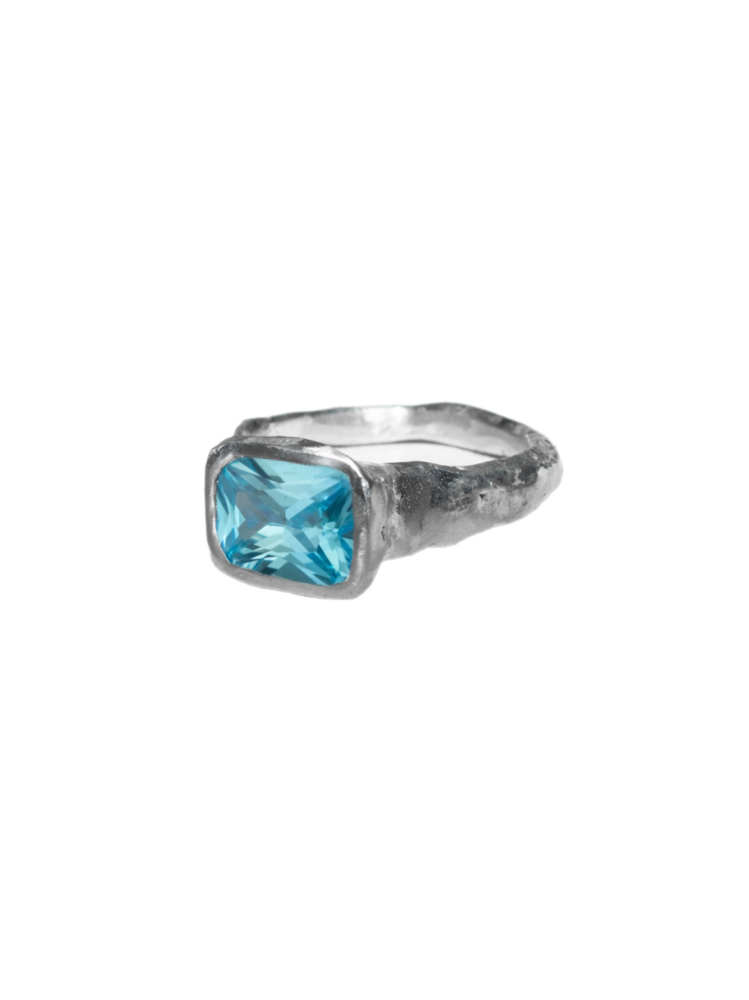 Кольцо Texture ring with cubic zirconia Blue