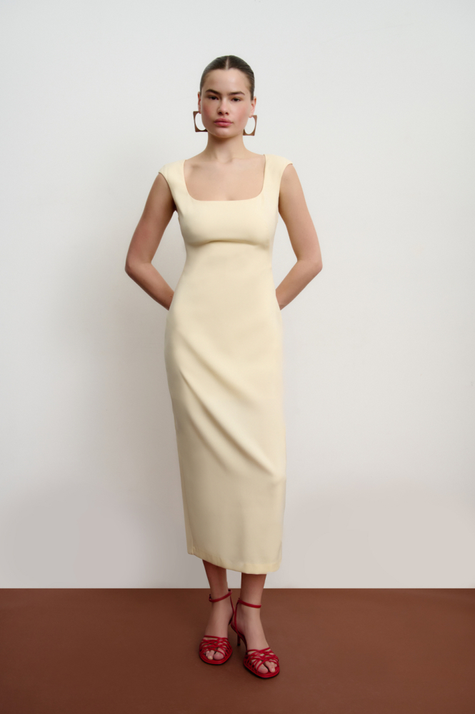 Платье миди из костюмной ткани