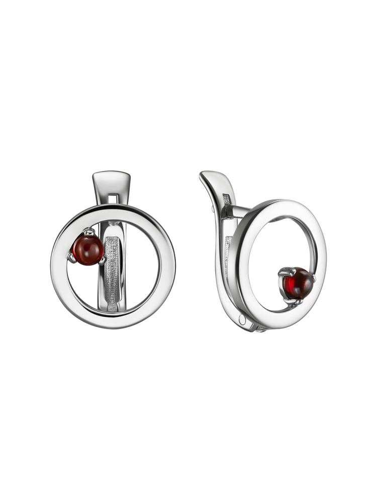 Серьги Орбиты с гранатом