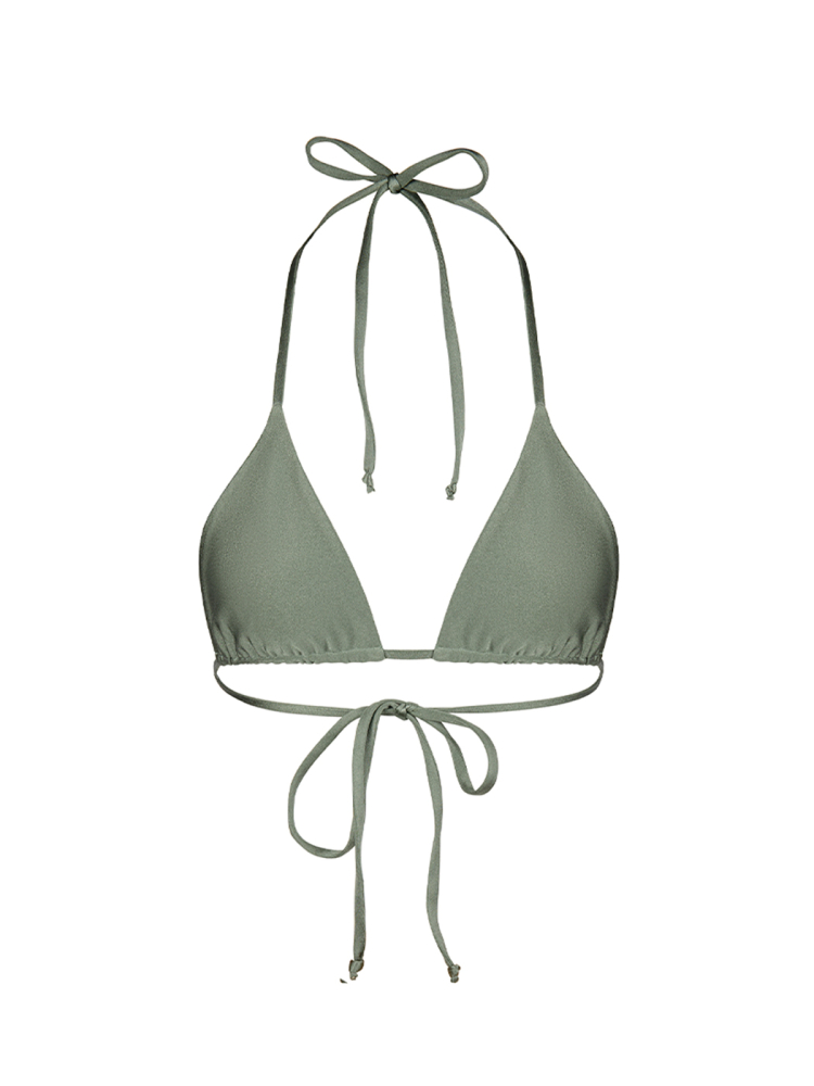 TRIANGLE Khaki - Gold DUO | Двухсторонний верх купальника на завязках