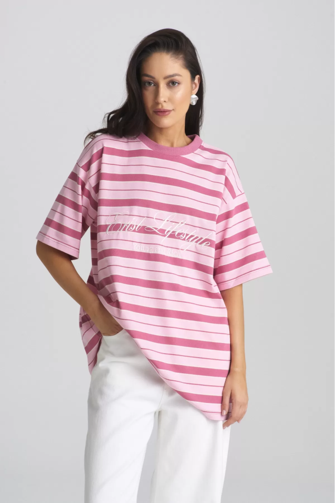 Футболка в полоску YOUNG&RICH Pink