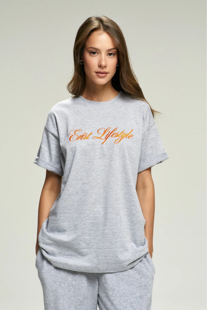 Футболка с вышивкой ERIST Grey&Orange