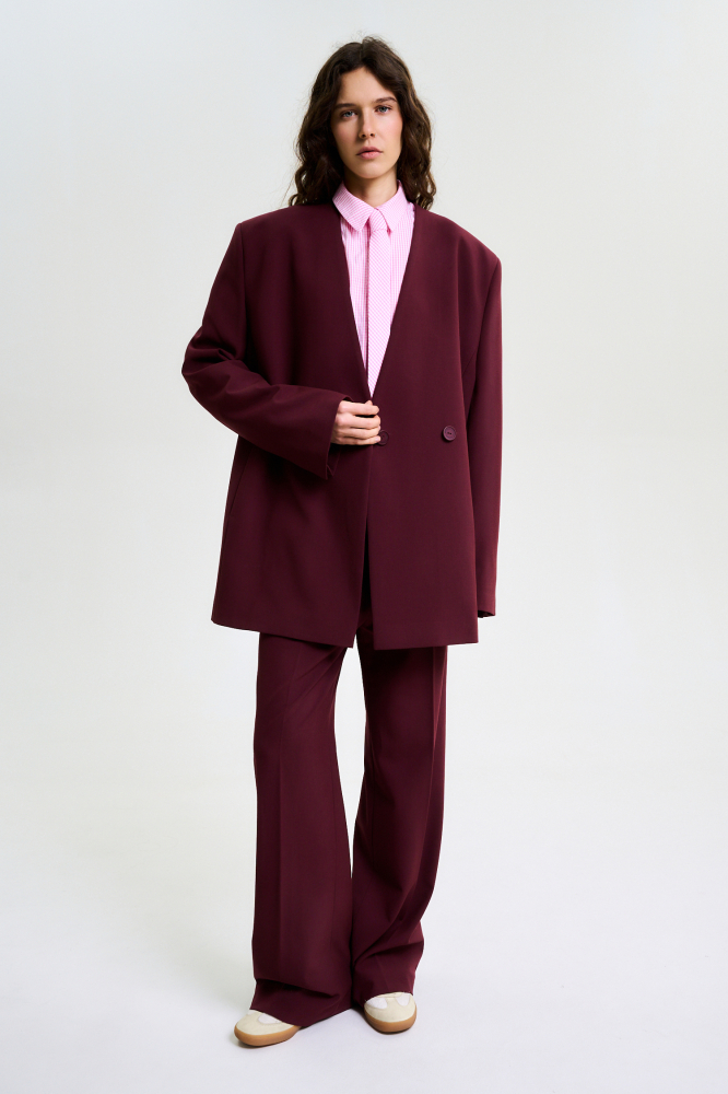 Пиджак без лацканов BURGUNDY