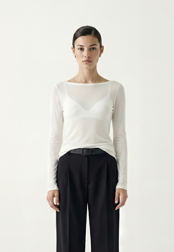 Лонгслив из трикотажа приталенного силуэта