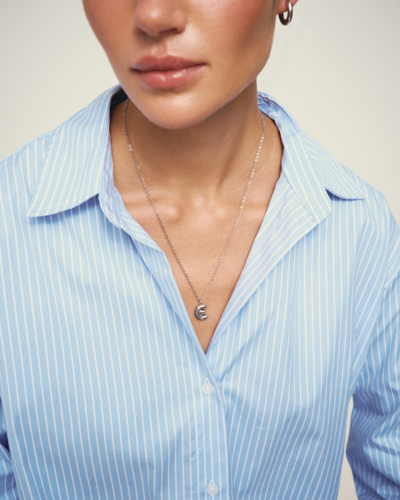 Цепочка с буквой Bubble small silver E