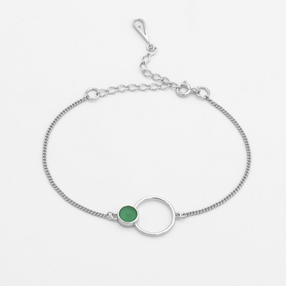 Браслет-цепь с зеленым агатом Ombi