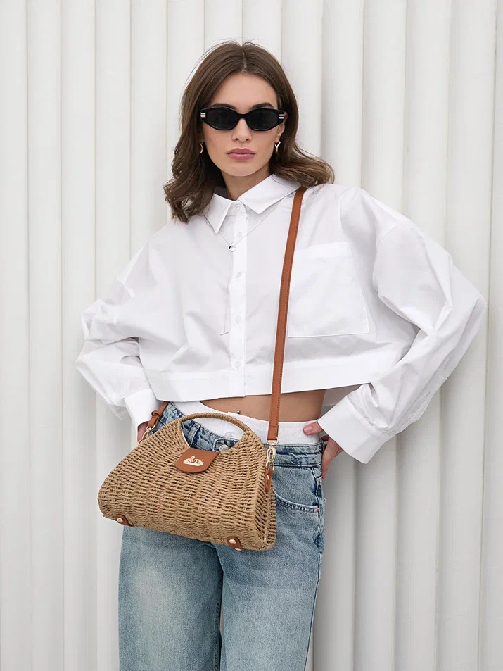 Рубашка объемная укороченная