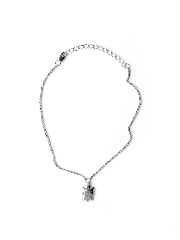 Серебряный браслет на цепочке на ногу «Черепашка»