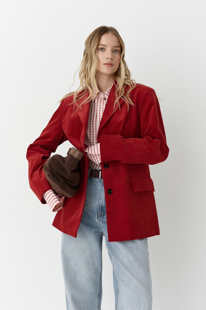 Жакет из вельвета однобортный
