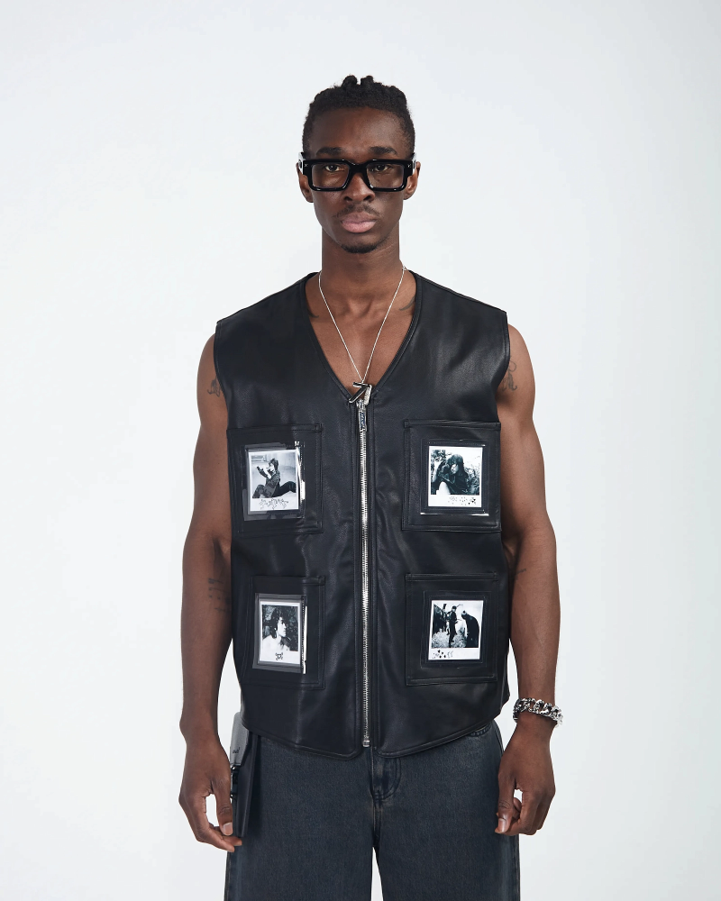 Безрукавка KINO POCKET VEST ECO LEATHER BLACK