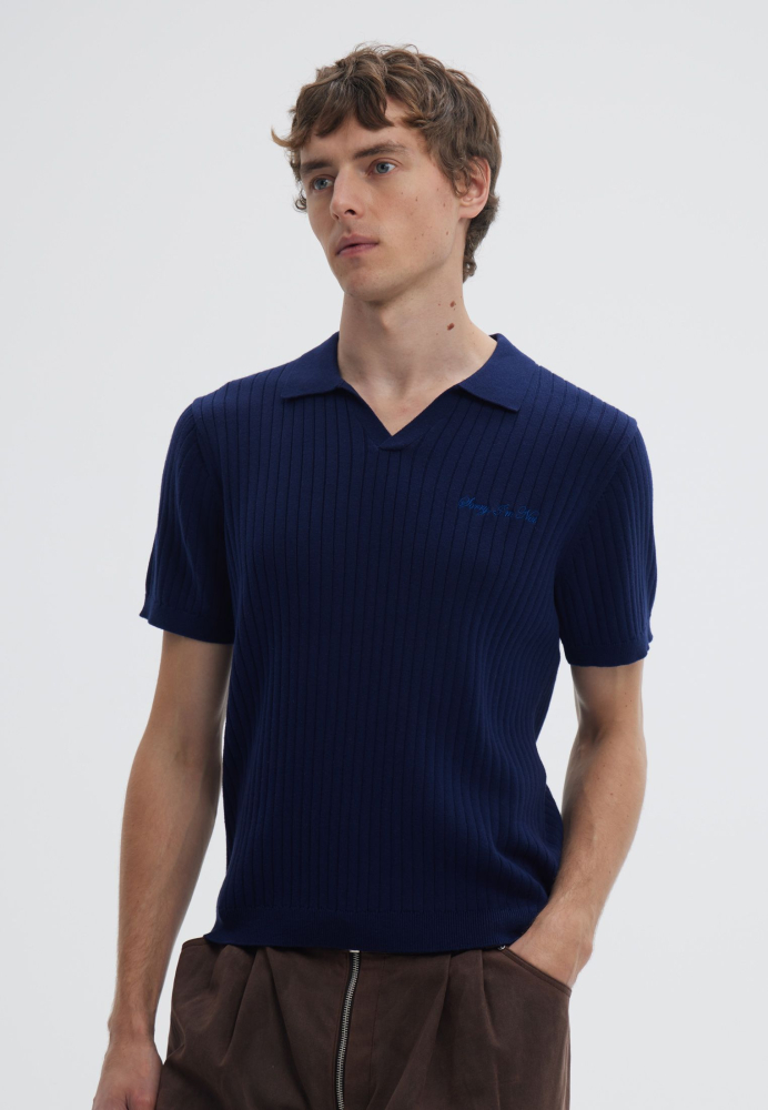 Поло с коротким рукавом WIDE RIBBED