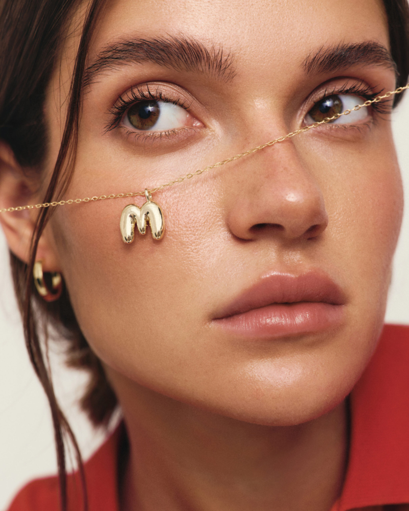 Цепочка с буквой Bubble small gold M