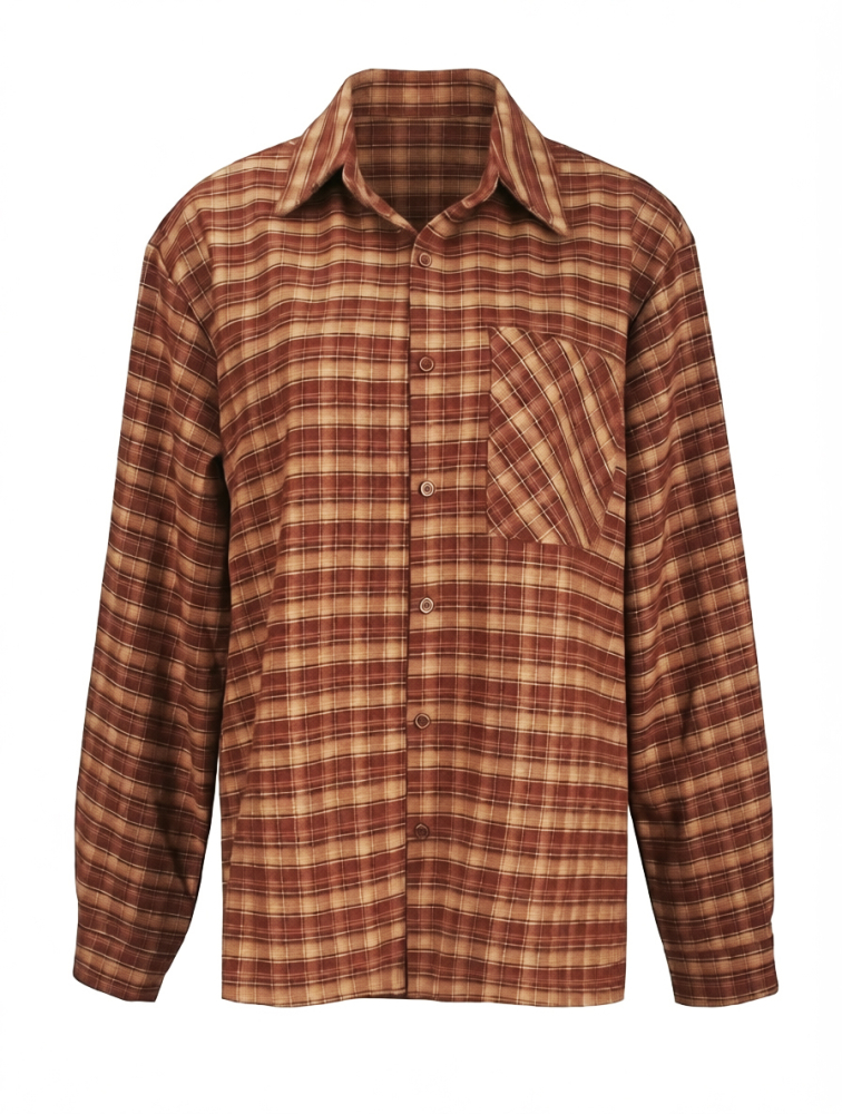 Рубашка в клетку прямого кроя