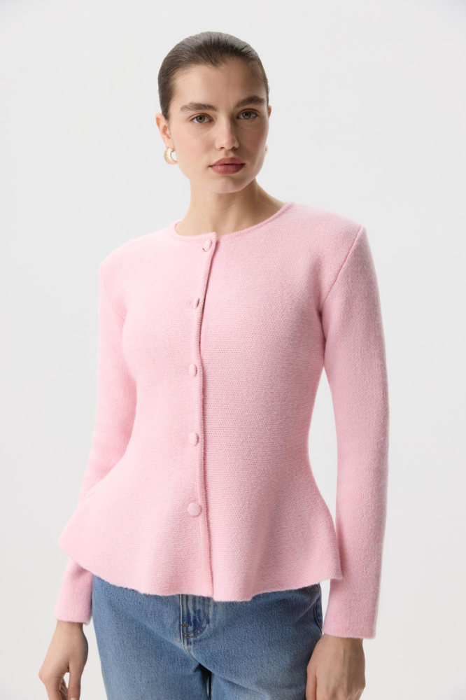 Кардиган вязаный с баской