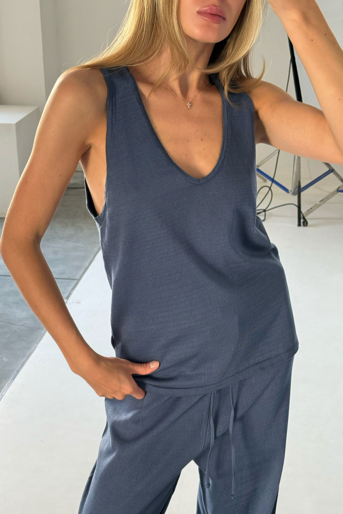 Майка вязаная BLUE