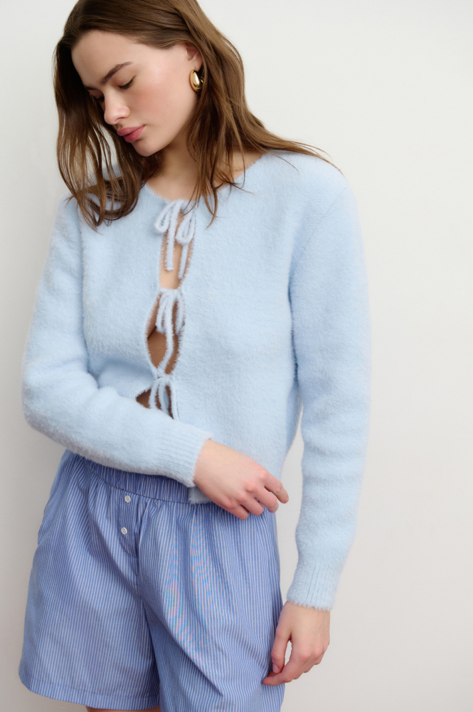 Кардиган на завязках с ворсом