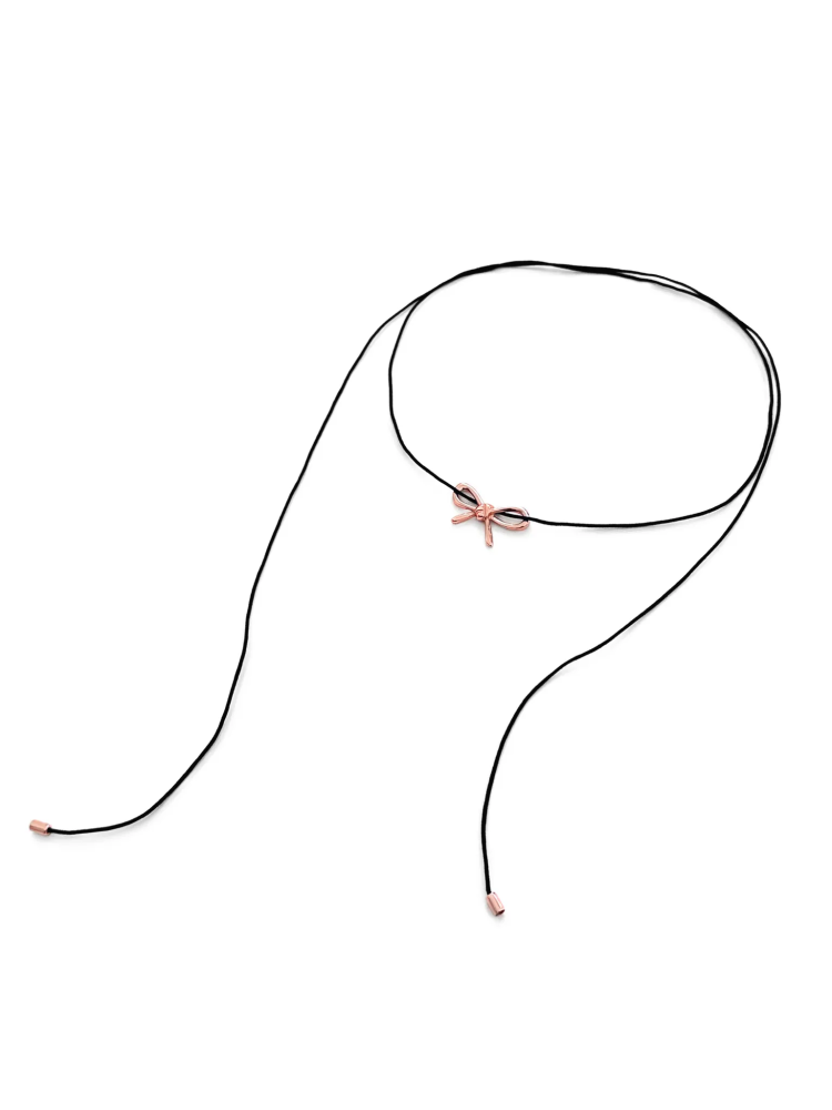 Серебряное колье "Бант" pink