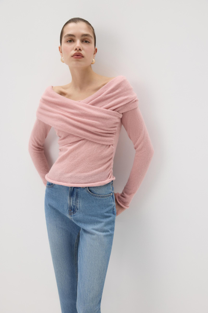 Лонгслив вязаный с драпировкой