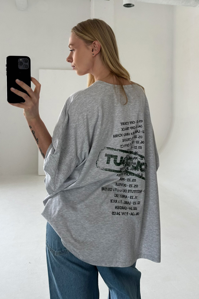 Футболка объемная с принтом SOLDOUT GREY