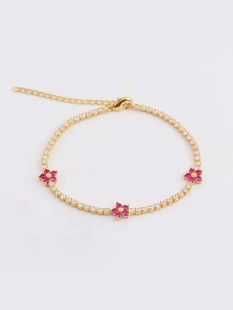 Теннисный браслет Flower pink