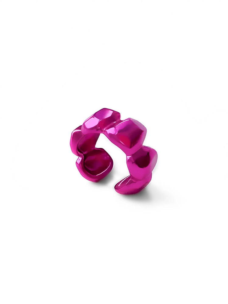 Серебряная серьга-кафф «Цыпа» fuchsia