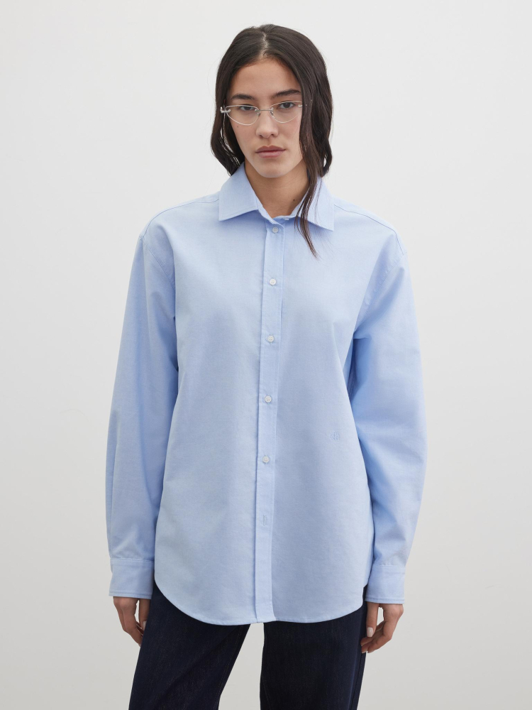 Рубашка однотонная с вышивкой